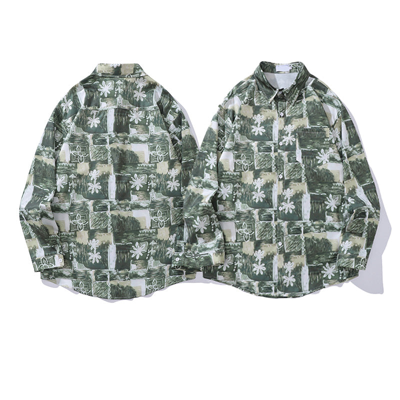 Faire Echo Military green snowflake printed shirt