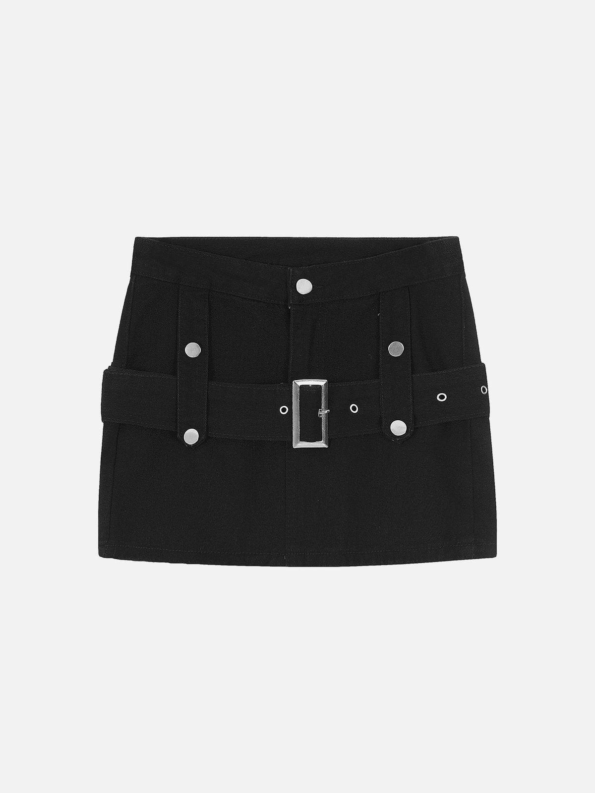Double Belt Denim Skirt Faire Echo