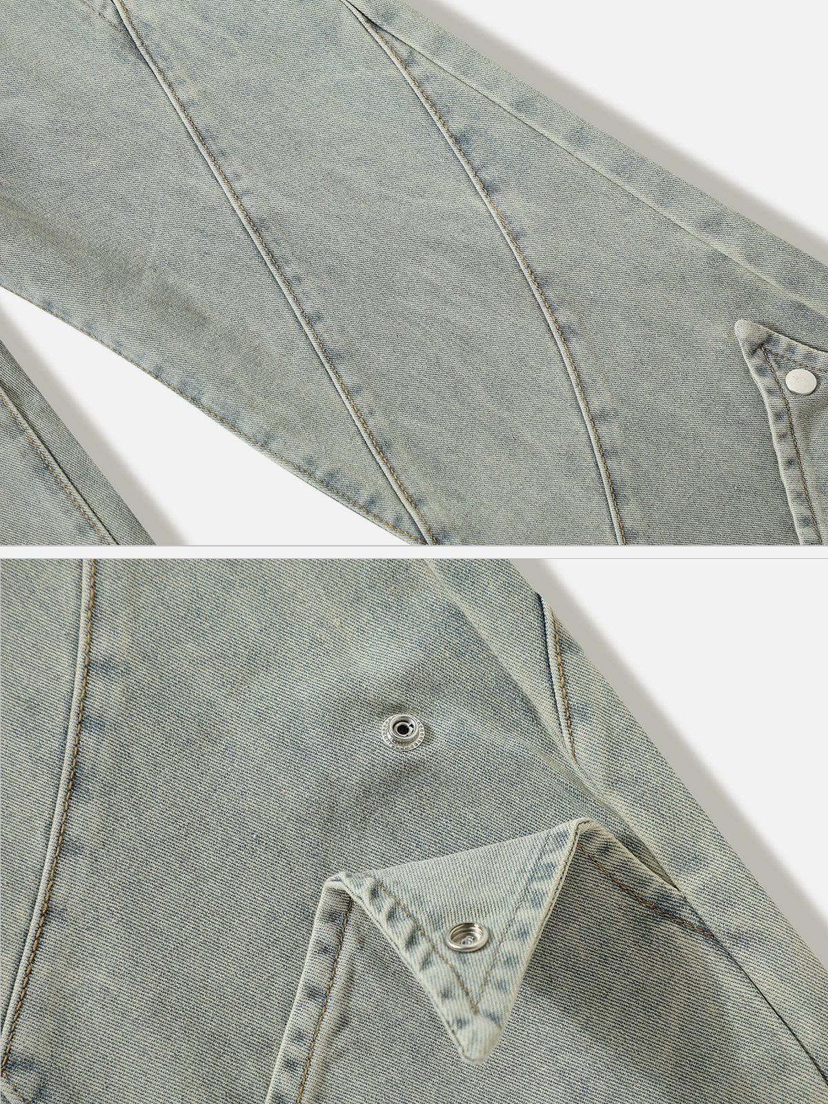 Faire Echo Button Triangle Patchwork Jeans Faire Echo