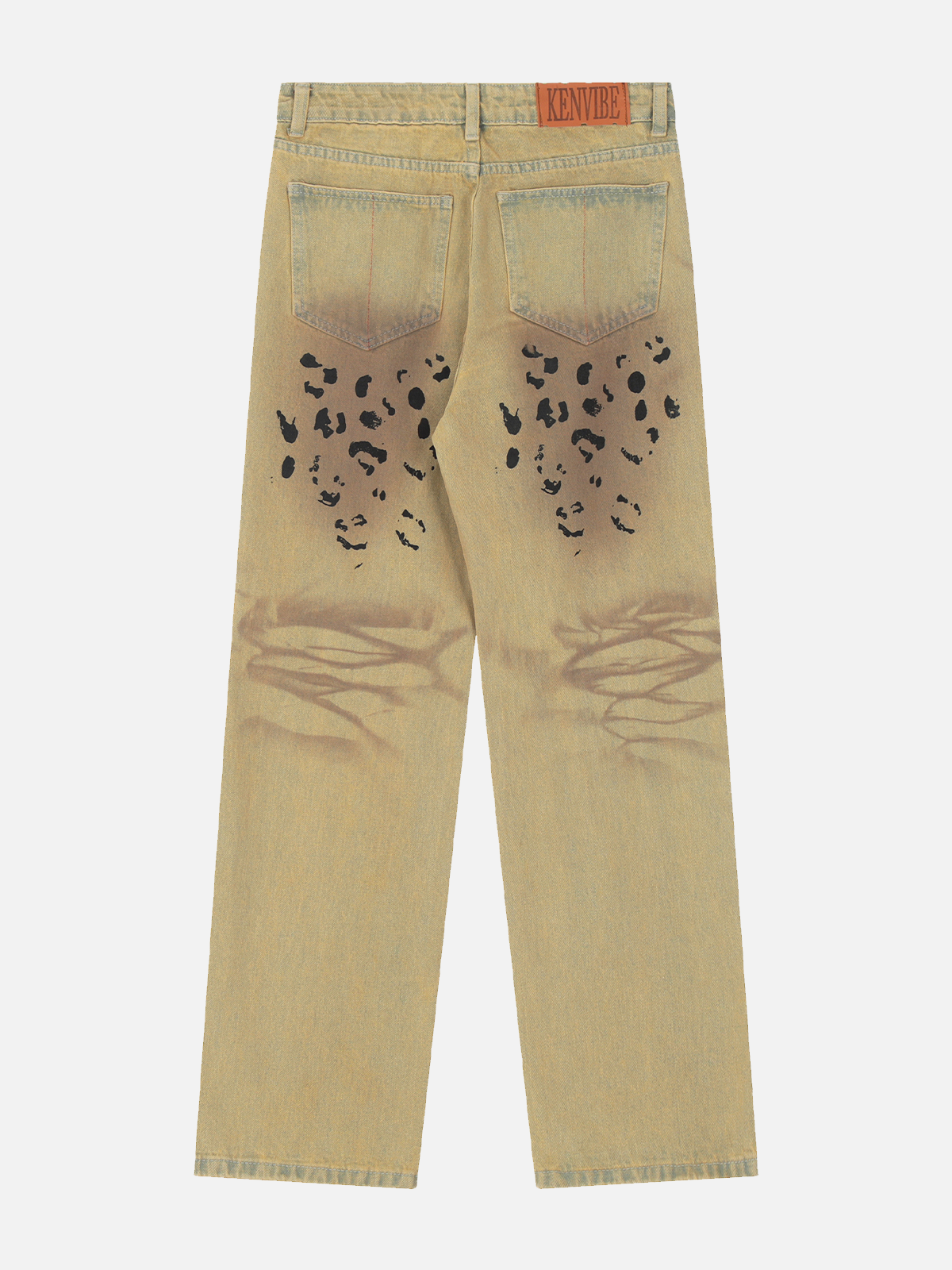 Faire Echo Leopard Print Washed Jeans Faire Echo