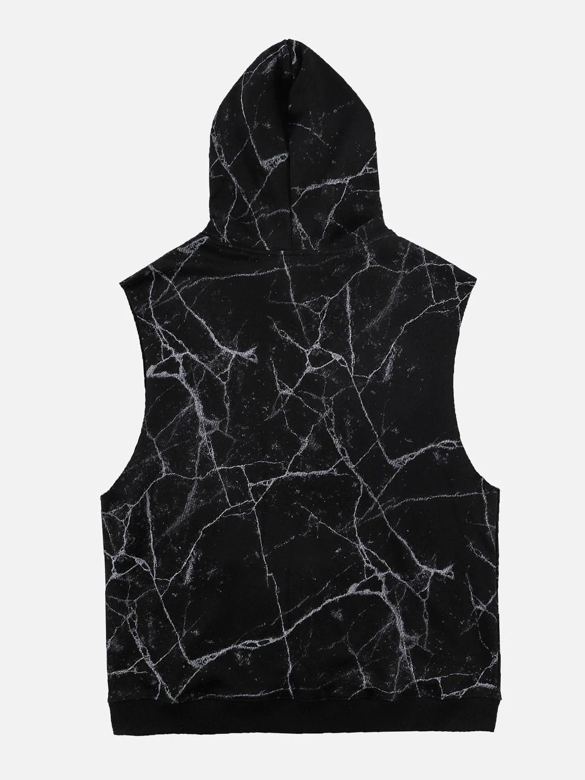 Faire Echo Marbled Contrast Text Graphic Hooded Vest Faire Echo