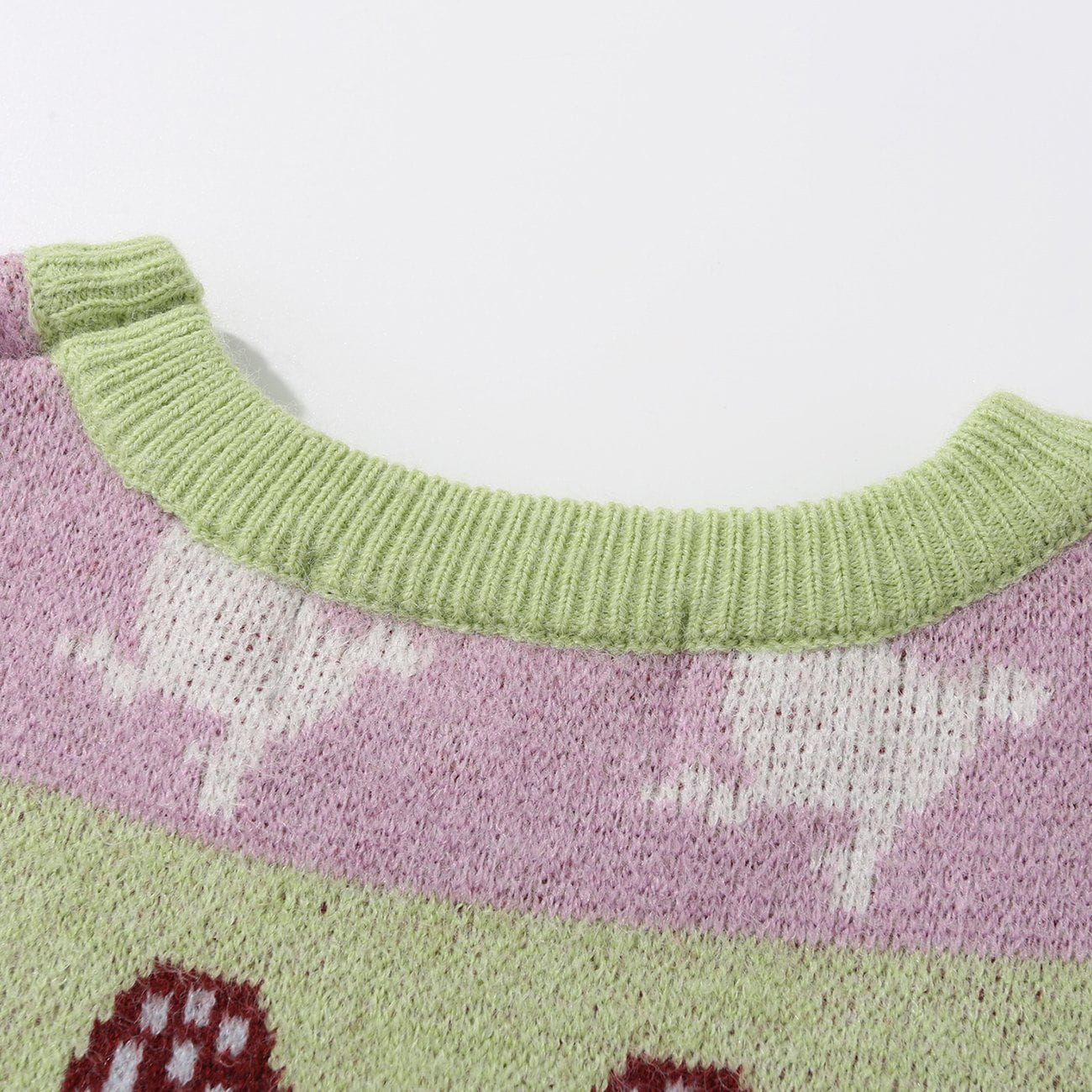 Faire Echo Mushroom Duck Stripe Knit Sweater Faire Echo