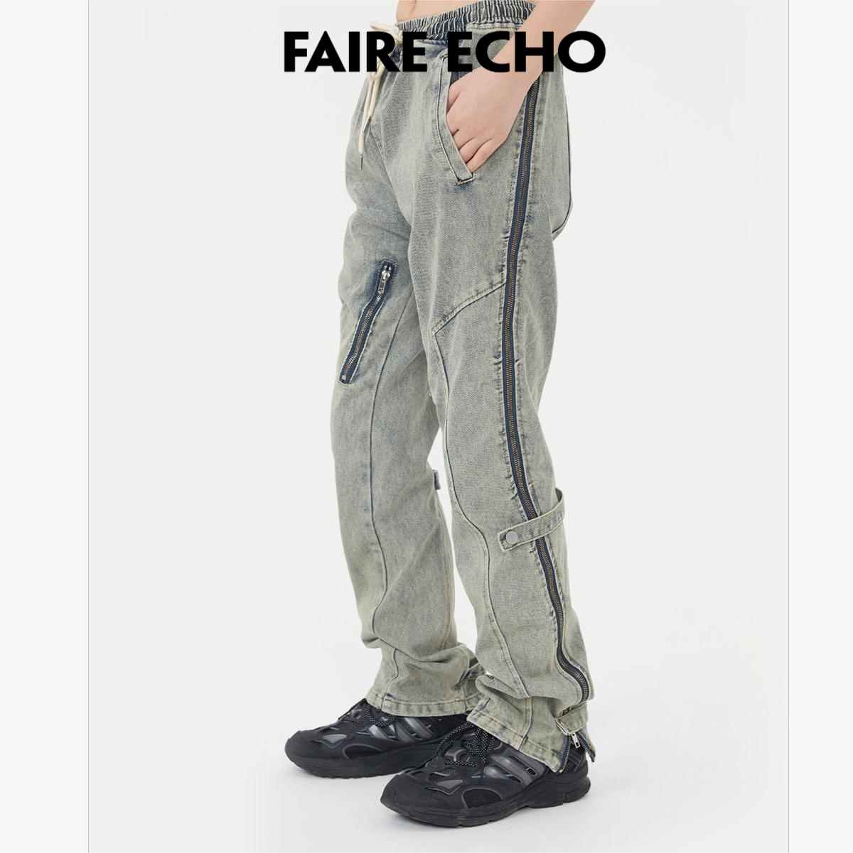 Faire Echo Splicing Multi-pocket Slim-fitting Jeans Faire Echo