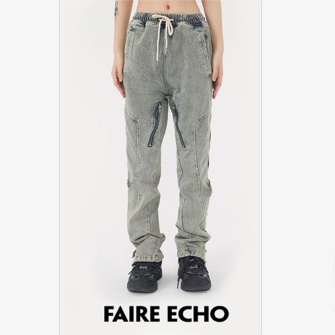 Faire Echo Splicing Multi-pocket Slim-fitting Jeans Faire Echo
