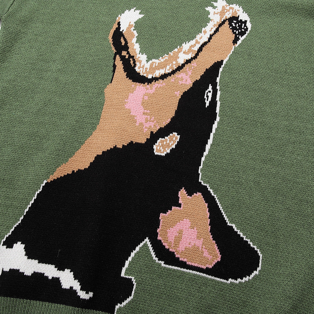 Faire Echo "Angry Dog" Print Ripped Sweater