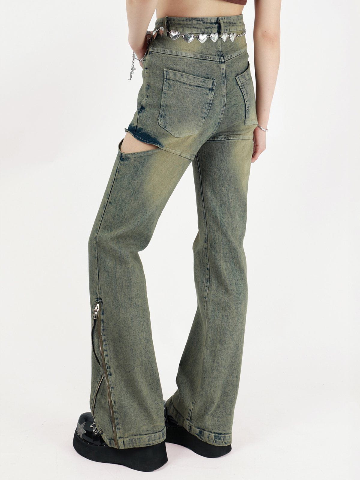 Vintage Distressed Cut Jeans