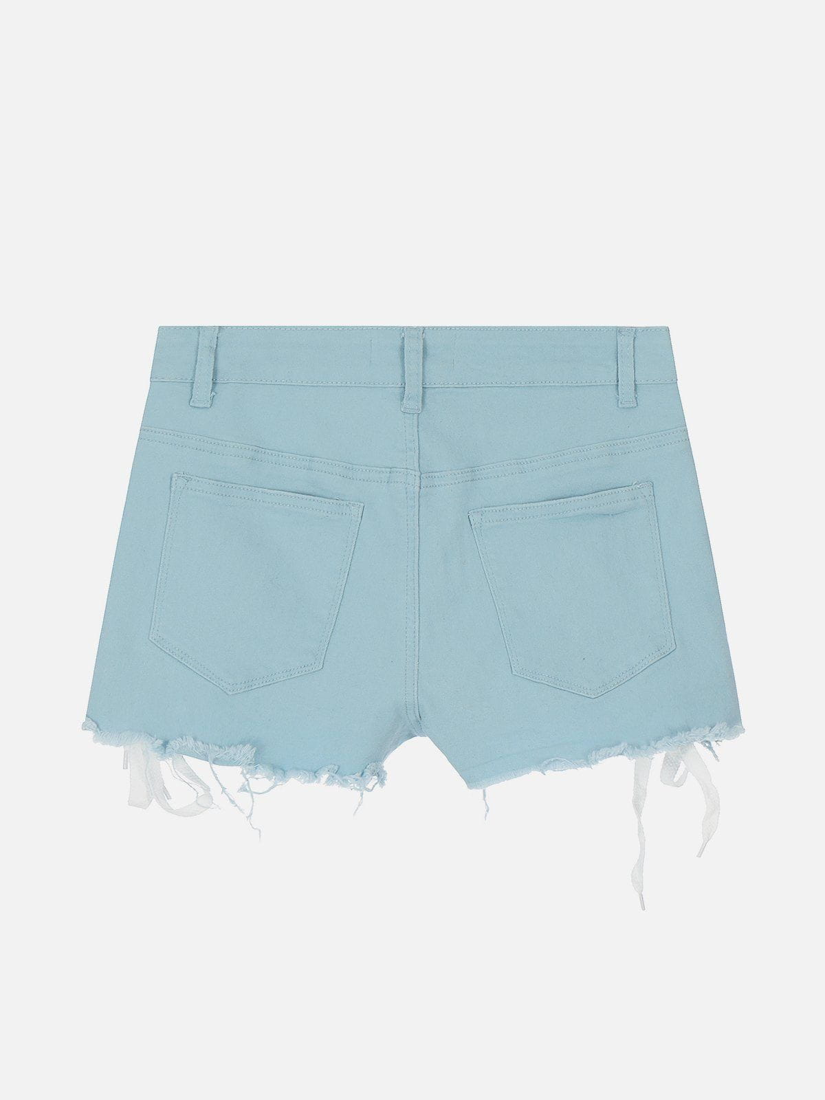 Ripped Raw Lace Up Shorts